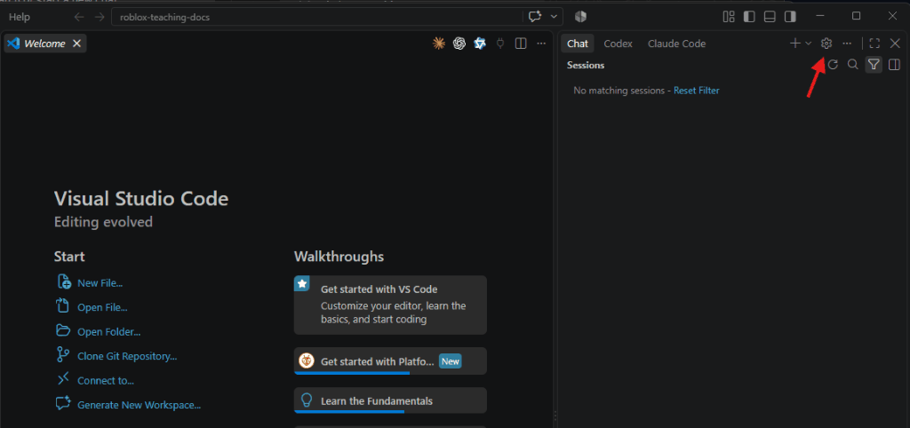 Buka pengaturan Agent Customizations di VS Code